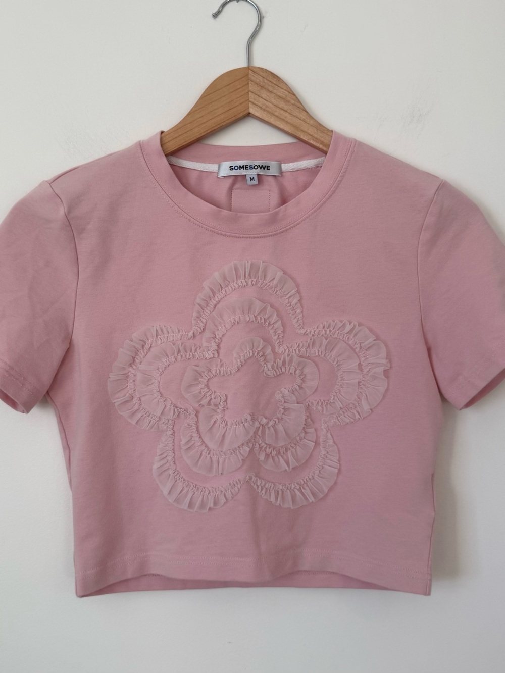 Babydoll Boutique Somesowe Pink Ruffle Flower Crop Top